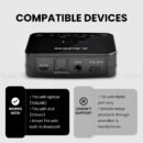 Avantree HT41899 Plus - [2025 Upgrade] Dual Qualcomm-Powered Bluetooth 5.3 Headphones & Transmitter for Wireless TV Watching with aptX Adaptive, Individual Volume Controls, Optical Support, 50hr