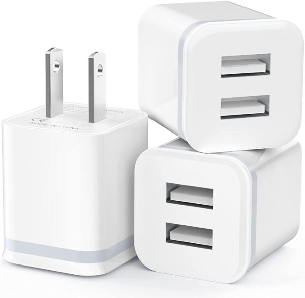 USB Wall Charger, LUOATIP 3-Pack 2.1A 5V Dual Port Cube Power Adapter Plug Block Charging Box Brick for iPhone 13 12 11 Pro Max SE XS XR X 8 7 6 6S Plus, Galaxy, LG, Moto, Android Phones