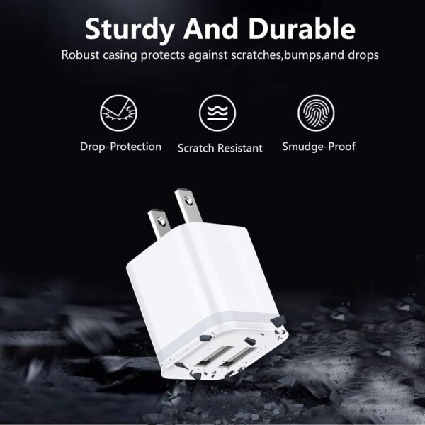 USB Wall Charger, LUOATIP 3-Pack 2.1A 5V Dual Port Cube Power Adapter Plug Block Charging Box Brick for iPhone 13 12 11 Pro Max SE XS XR X 8 7 6 6S Plus, Galaxy, LG, Moto, Android Phones - Image 7