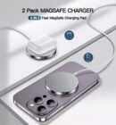 Magnetic Wireless Charger 15W Fast Mag Safe Charger for Cell Phone 16 Pro Max/16 Pro/16 Plus/16/15/14/13/12 Series 2 Pack Charging Pad for AirPods 3/2/Pro 2/Pro Mag-Safe Original Replacement