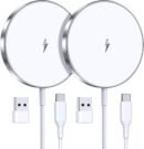 Magnetic Wireless Charger 15W Fast Mag Safe Charger for Cell Phone 16 Pro Max/16 Pro/16 Plus/16/15/14/13/12 Series 2 Pack Charging Pad for AirPods 3/2/Pro 2/Pro Mag-Safe Original Replacement