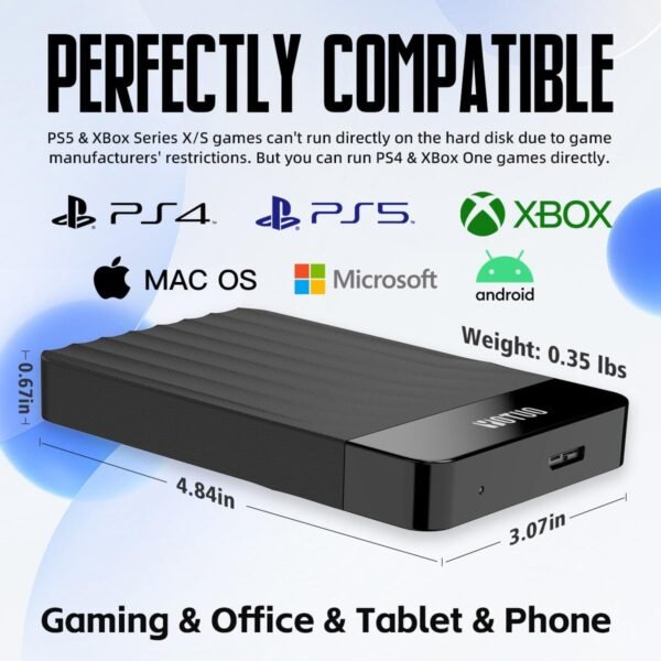 Portable External Hard Drive 1TB Storage Expansion HDD USB 3.0 USB-C for PC, Mac, Desktop, Laptop, Phone, PS4, PS5, PlayStation, Xbox One, Xbox 360, Xbox Series X/S, Android, Office & Game - Image 3