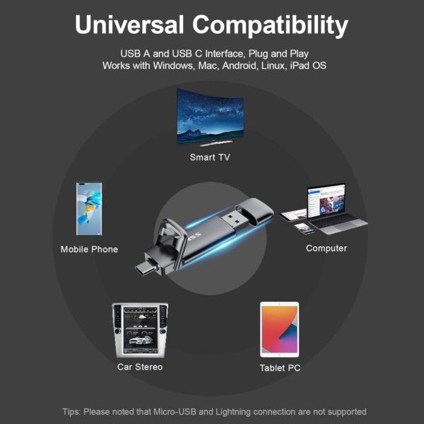 SSK 1TB USB Drive, External SSD USB Fast 550MB/s 2-in-1 Dual Drive USB Type C+ USB A 3.2 Gen2 Solid State Thumb Drive SSD Stick for iPhone 15/PS4/Android Phone/Tablet/Windows/Mac - Image 5