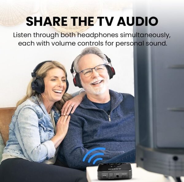 Avantree HT41899 Plus - [2025 Upgrade] Dual Qualcomm-Powered Bluetooth 5.3 Headphones & Transmitter for Wireless TV Watching with aptX Adaptive, Individual Volume Controls, Optical Support, 50hr - Image 2
