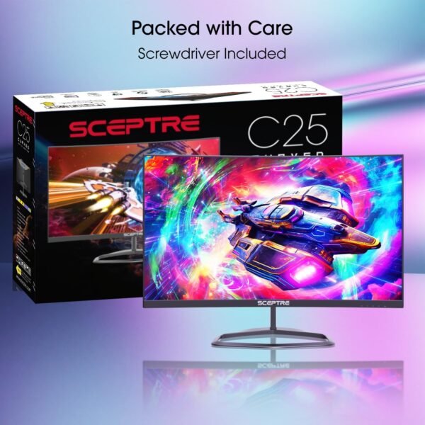 Sceptre Curved 24.5-inch Gaming Monitor up to 240Hz 1080p R1500 1ms DisplayPort x2 HDMI x2 Blue Light Shift Build-in Speakers, Machine Black 2023 (C255B-FWT240) - Image 2