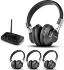 Avantree Quartet 2 - Bluetooth-Compatible Wireless Group Listening Headphones & Transmitter Set for Parties, Silent Discos, Church, TV - Multiple Rechargeable Headphones with Low Latency & Clear Sound