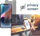 Ailun 2 Pack Privacy Screen Protector for iPhone 14[6.1 inch] + 2 Pack Camera Lens Protector, Anti Spy Private Tempered Glass Film, Case Friendly, [9H Hardness] - HD [Black]