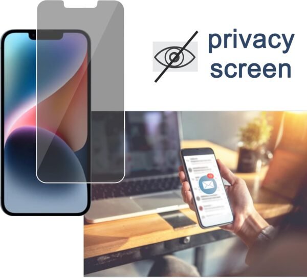 Ailun 2 Pack Privacy Screen Protector for iPhone 14[6.1 inch] + 2 Pack Camera Lens Protector, Anti Spy Private Tempered Glass Film, Case Friendly, [9H Hardness] - HD [Black] - Image 2