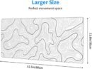 Abstract Topographic Map White Grey Black Gaming Mouse Pad Long Mouse Pad Large Desk Mat 31.5 X 11.8 Inch Mousepad with Non-Slip Base Stitched Edge Keyboard Mat for Gaming Office