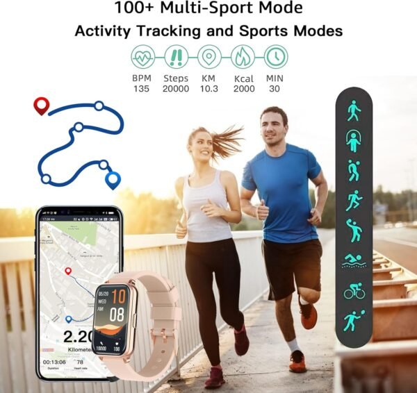 Fitness Tracker Smart Watch Make/Answer Calls for Women Men with Heart Rate Blood Oxygen Sleep Monitor Sports Modes Step Calorie Counter IP68 Waterproof for Android Phones and iPhone - Image 6