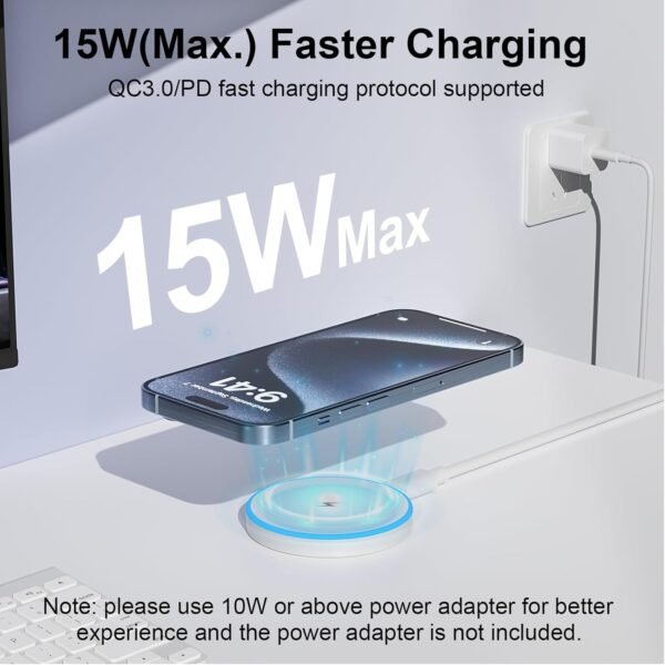 MagSafe Charger 2 Pack 15W Magnetic Wireless Charger Fast Charging Pad Compatible with iPhone 16/15/14/13/12 Series & AirPods 3/2/Pro Magnetic MagSafe Charging Pad with Dual Charging Ports - Image 2