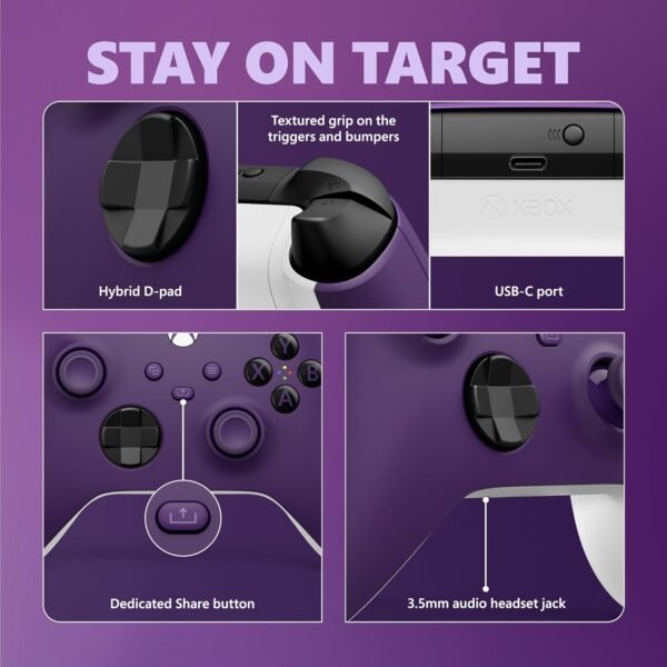 Xbox Core Wireless Gaming Controller – Astral Purple Series X|S, One, Windows PC, Android, and iOS - Image 3