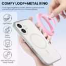 Magnetic Silicone Ring Grip Phone Holder, Loop Grip Phone Holder,Magnetic Phone Loop,Magsafe Phone Grip,Compatible with Magsafe for iPhone 16/15/14/13/12 Series (Lady Pink)