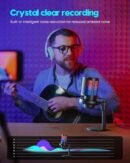 Gaming Microphone, USB PC Mic for Podcasts Videos, Streaming, Condenser Mic with Quick Mute, Tripod Stand, Pop Filter, RGB Indicator, Shock Mount, Rotate gain button, Compatible with PS4/5/PC