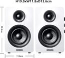 SW208 3" Active Bluetooth 5.0 Bookshelf Speakers – 60W Carbon Fiber Speaker Unit - Built-in 24bit DAC Dynamic 3D Surround Sound 2.0 Computer PC Monitor Gaming (Pair, White)