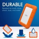 LaCie Rugged Mini 2TB External Hard Drive Portable HDD - USB 3.0/ 2.0 Compatible, Drop Shock Dust Rain Resistant Shuttle Drive, For Mac And PC Computer (LAC9000298), orange