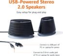 Amazon Basics Stereo 2.0 Speakers for PC or Laptop, 3.5mm Aux input, USB-Powered, 1 Pair, Black