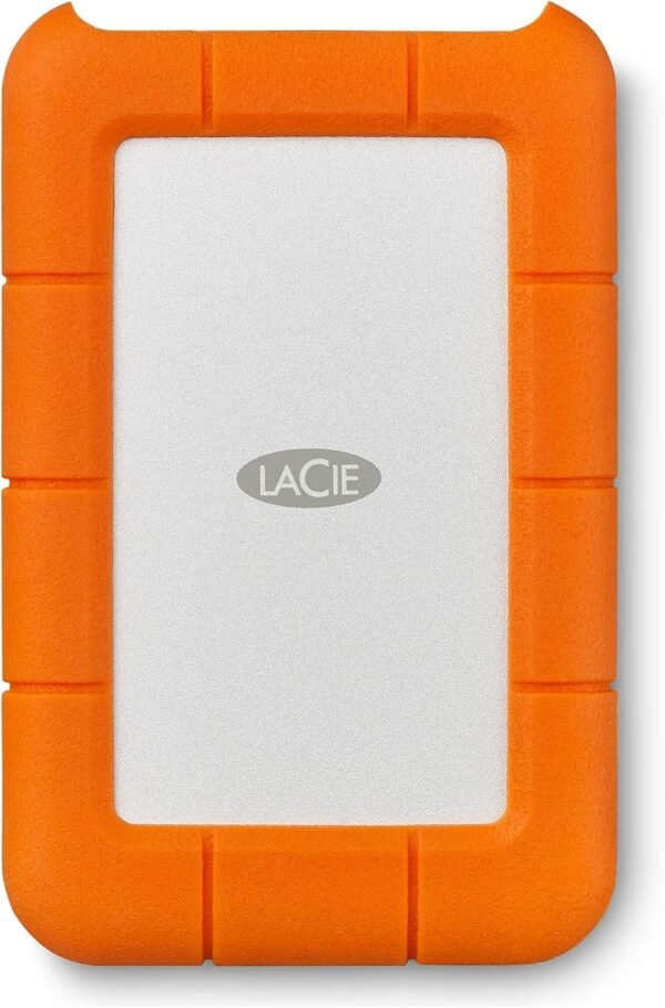 LaCie Rugged Mini 2TB External Hard Drive Portable HDD - USB 3.0/ 2.0 Compatible, Drop Shock Dust Rain Resistant Shuttle Drive, For Mac And PC Computer (LAC9000298), orange