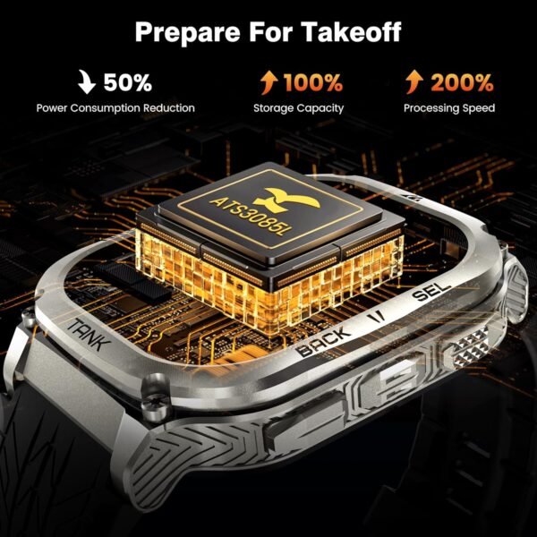AMAZTIM Smart Watch, 60 Days Extra-Long Battery, 5ATM Waterproof Swimming Diving, Full Metal Military Grade, Answer/Make Call, 2" AMOLED Display, Health Monitor Compatible for iPhone and Android - Image 7