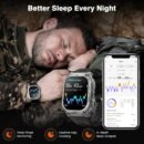 AMAZTIM Smart Watch, 60 Days Extra-Long Battery, 5ATM Waterproof Swimming Diving, Full Metal Military Grade, Answer/Make Call, 2" AMOLED Display, Health Monitor Compatible for iPhone and Android